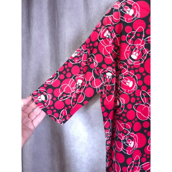 LuLaRoe Irma Tunic Top Women XS Red Black Minnie Mouse Dot Print Short Sleeve - Picture 5 of 7